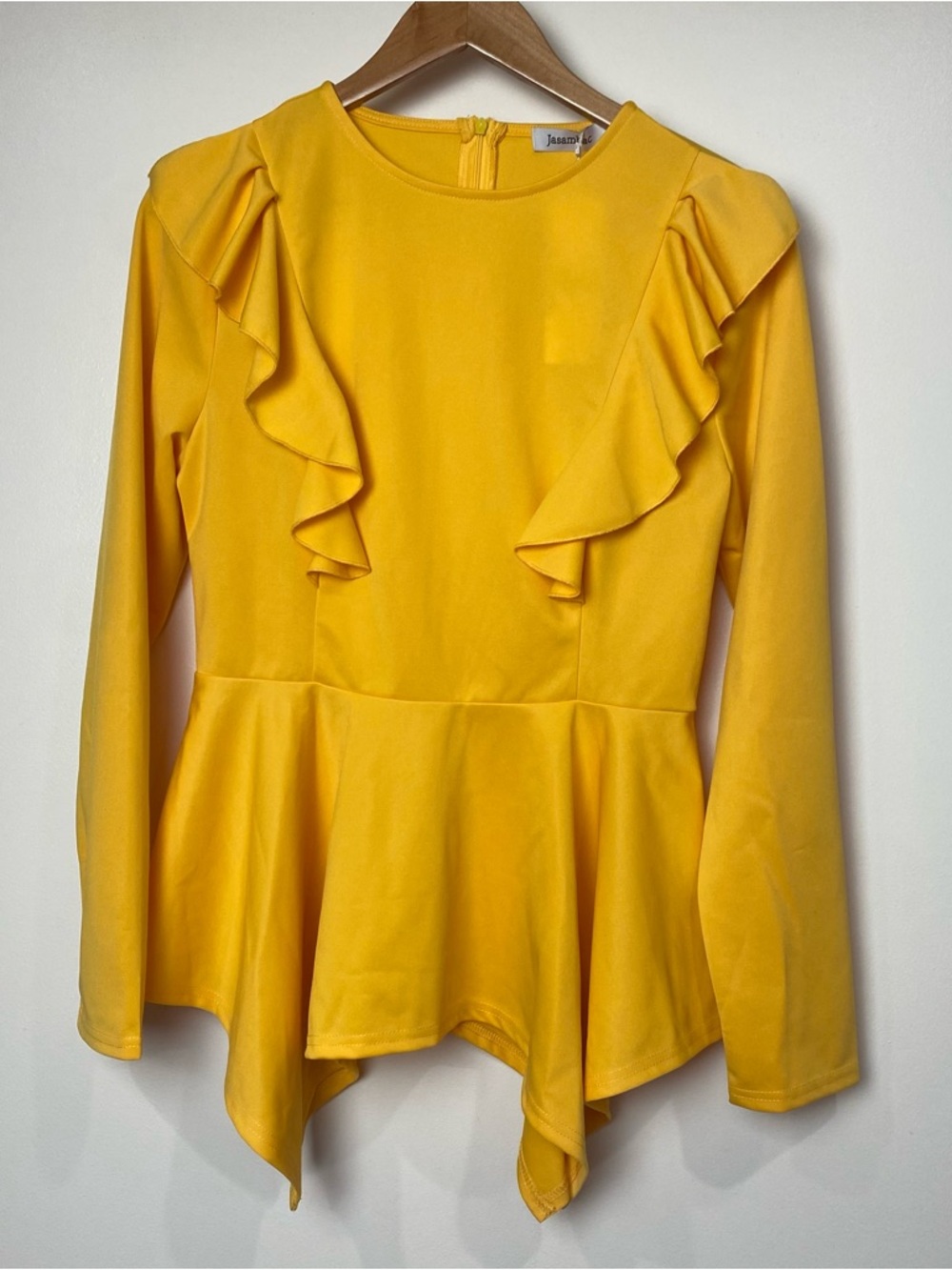 JASAMBAC Womens Peplum High Low Asymmetrical Irregular Hem Casual Top Sz Medium